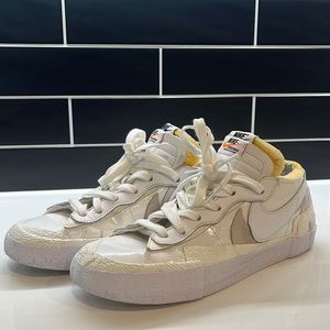 sacai x Nike Mens Blazer Low White Patent Leather